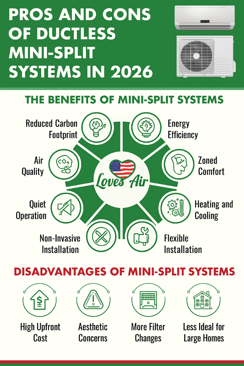 ductless mini split pros and cons infographic